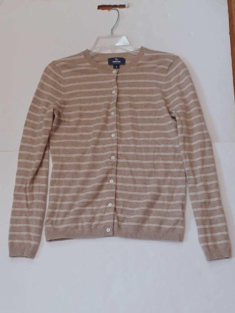 Lands End Cashmere Striped Cardigan Sweater. Size Small. Excellent Condtion!